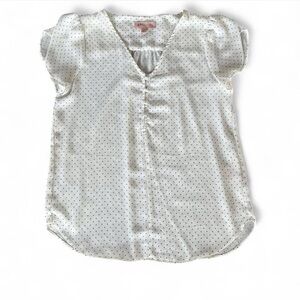 Philosophy Republic Clothing Polka Dot V-Neck Tulip Sleeve Blouse White Small